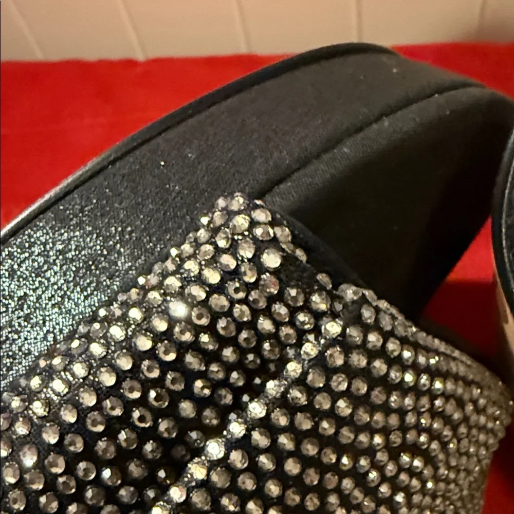 Jessica Simpson Black Crystal Cross-Band Ankle-Strap Heels - Picture 13 of 16